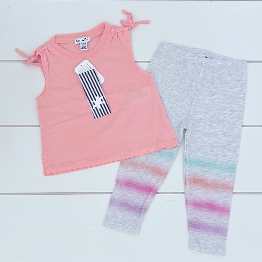 🌿 NWT Baby Girls Splendid Dip Tie Dye Legging Outfit Set Size 12-18M 🌿